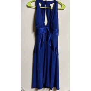 NightWay Women's Formal Halter Dress Medium/ Large 10 Royal Blue Knee Length